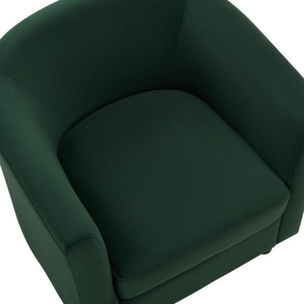 velvet accent chair with ottoman, modern barrel chair armchair for living room, green