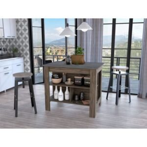 brooklyn kitchen island with three concealed shelves