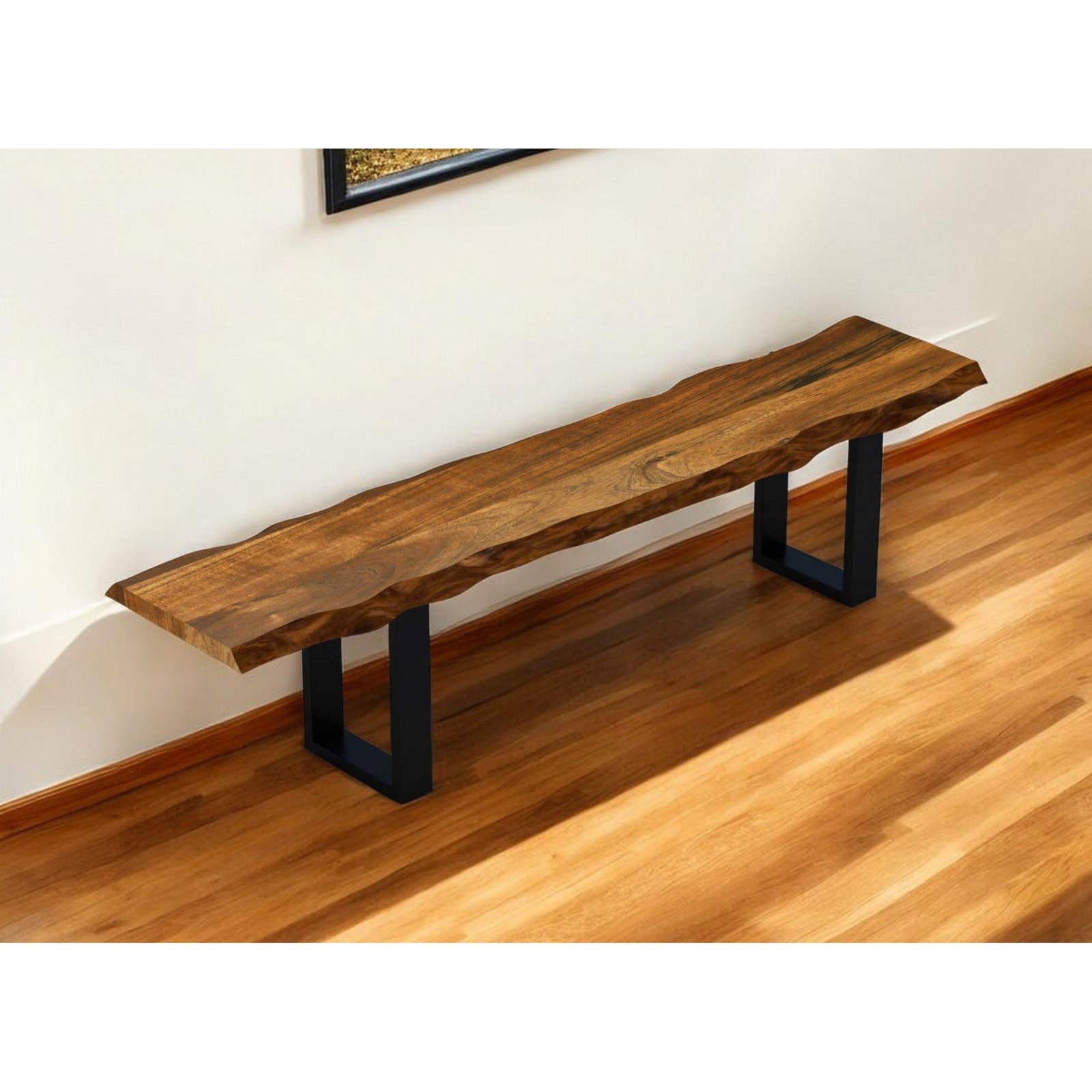 hms 68 live edge solid wood dining bench in brown and black elegant dining room furniture