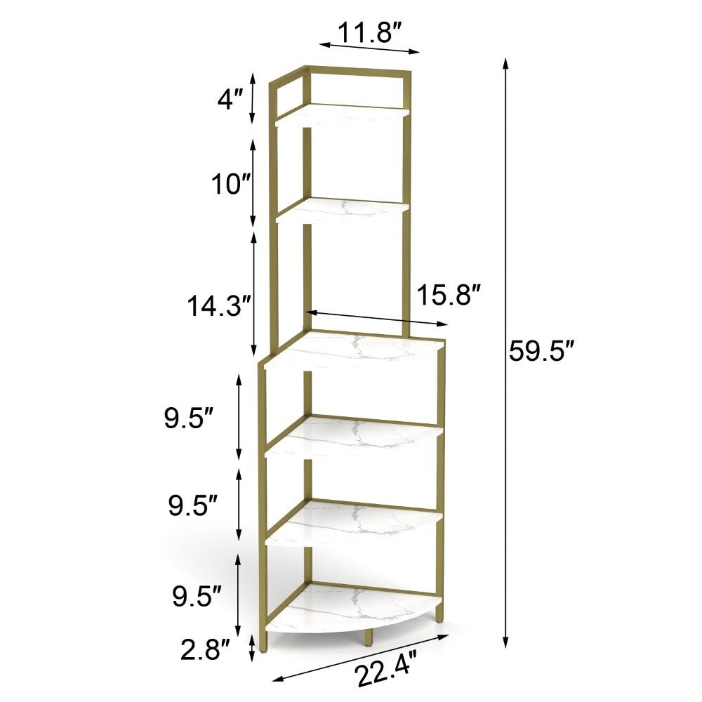 6 tier corner open shelf modern bookcase wood rack freestanding shelving unit,plant album trinket sturdy stand small bookshelf