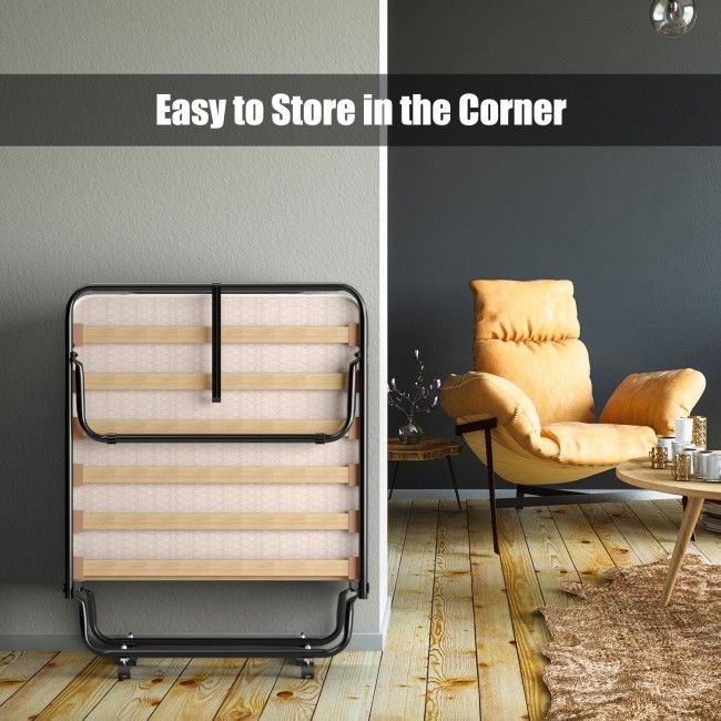 extra guest folding bed with comfortable memory foam mattress