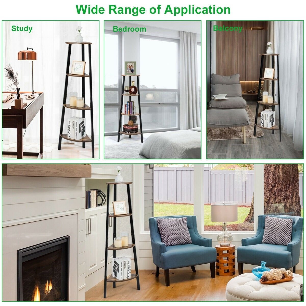 4 tier metal storage rack corner shelf bookcase and plant display stand