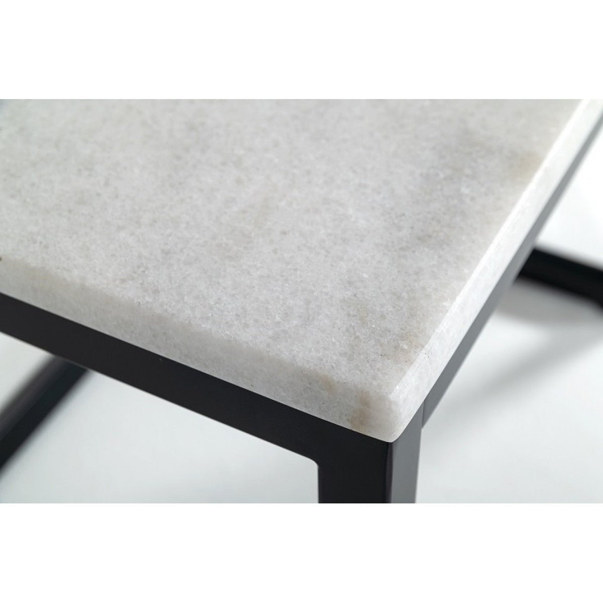 15" hms black and white stone and metal square end table for living room furniture