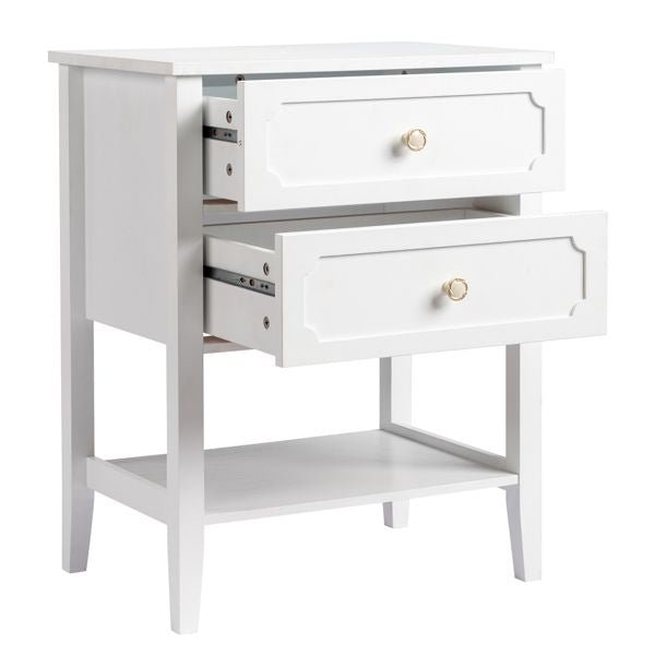 2 drawer wood nightstand end side table for bedroom & living room