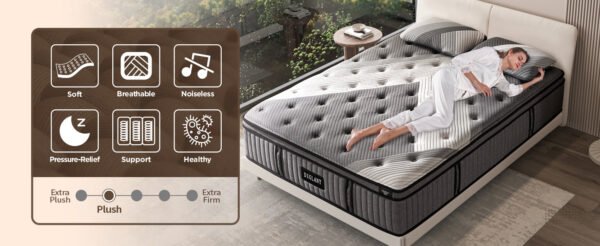 free shipping diglant 14 inch king supportive pressure relief soft plush hybrid memory foam with pocket springs mattress