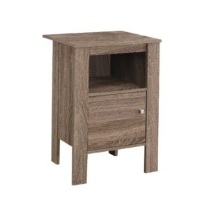 24" deep taupe wood end table with shelf hms living room set