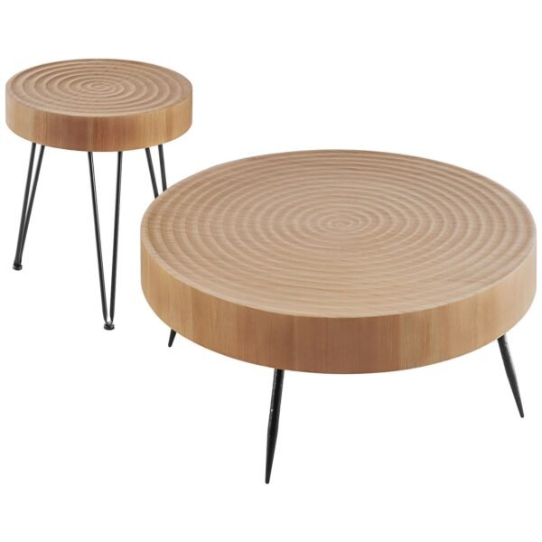 2 piece round coffee table and end table set 31.3 in for living room