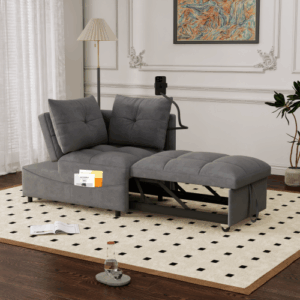 1 versatile modern velvet sofa bed foldable and adjustable back with usb port swivel phone stand 3 length options fcj