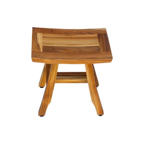 hms 14" natural teak curvilinear shower bench for bathroom bedroom living room kitchen wood shower stool storage