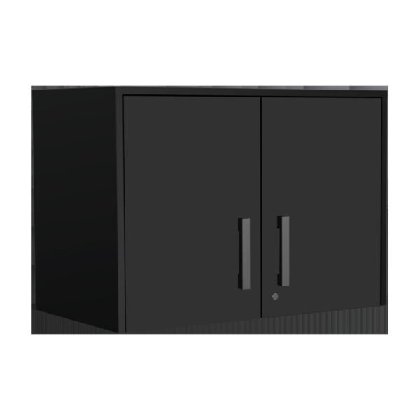 hms 28" black wall mounted accent kitchen cabinet with six shelves and three drawers