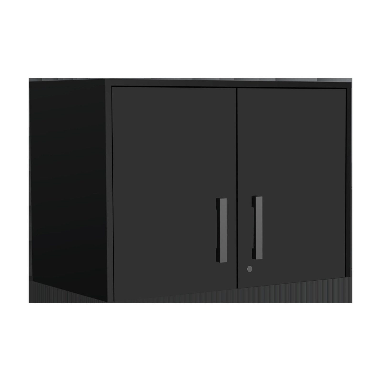hms 28" black wall mounted accent kitchen cabinet with six shelves and three drawers