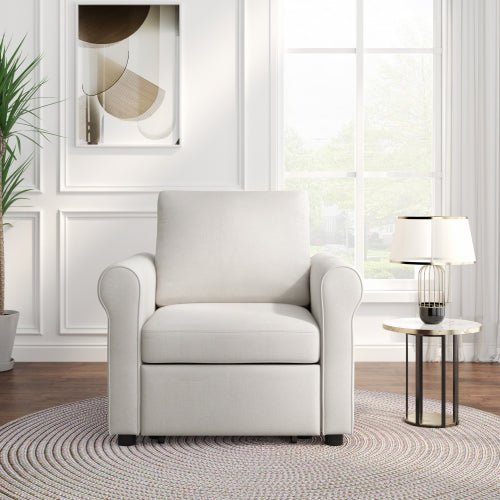 3 in 1 cream fcj sofa bed chair convertible modern adults' single bed with adjustable backrest lounger chair sleeper