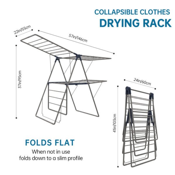 1pc, clothes drying rack foldable, foldable laundry drying rack, free standing large drying rack, grey