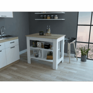 brooklyn three shelf concealed kitchen island with antibacterial surface