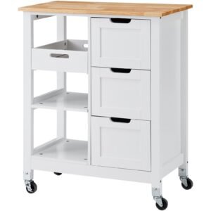 rolling storage kitchen island cart with drawer & shelves wheel based cabinet for efficient kitchen organization