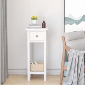 2 tier slim nightstand bedside table with drawer shelf elegant nightstands with practical storage solution