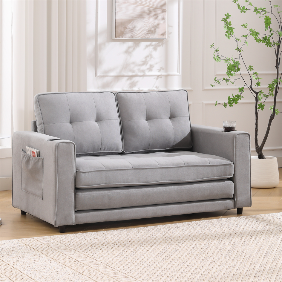 3 in 1 convertible fcj futon sofa bed tufted loveseat with pull out sleeper couch extendable for hotel use