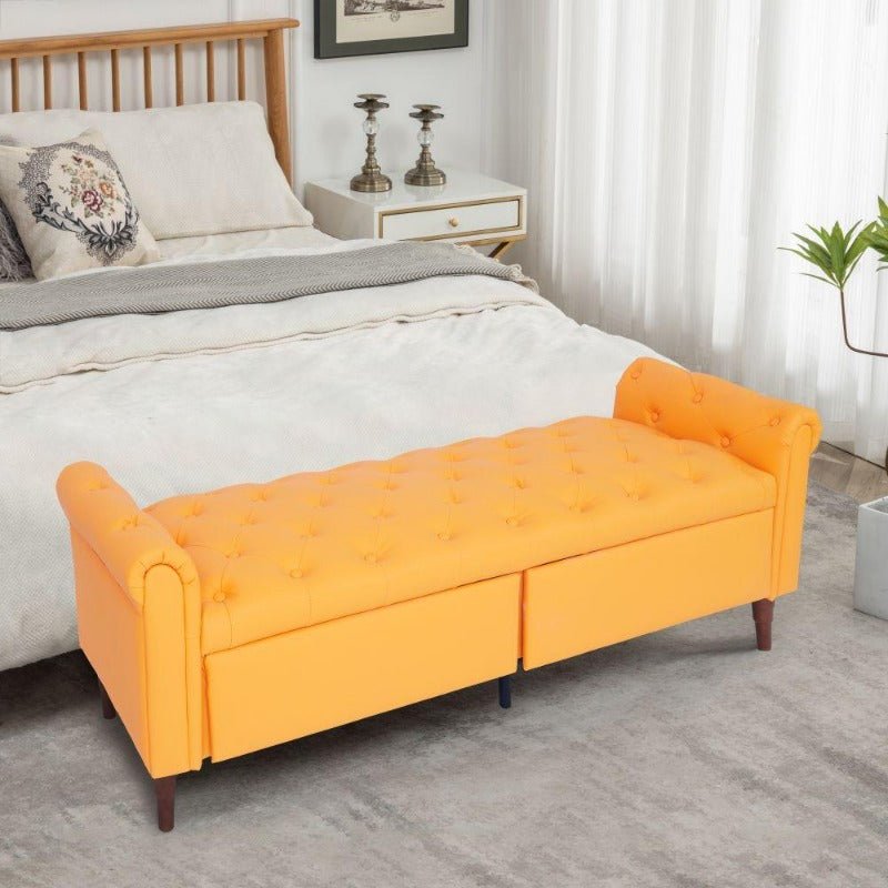 2081 pu leather storage sofa stool orange