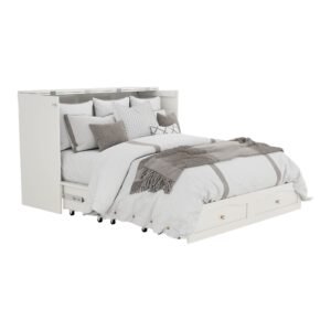white rattan design queen wood murphy bed with storage drawers hideaway and foldaway features for guest room
