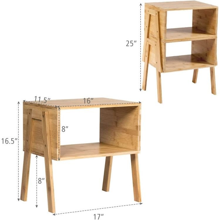 2 piece bamboo nightstand with storage shelf elegant sofa table
