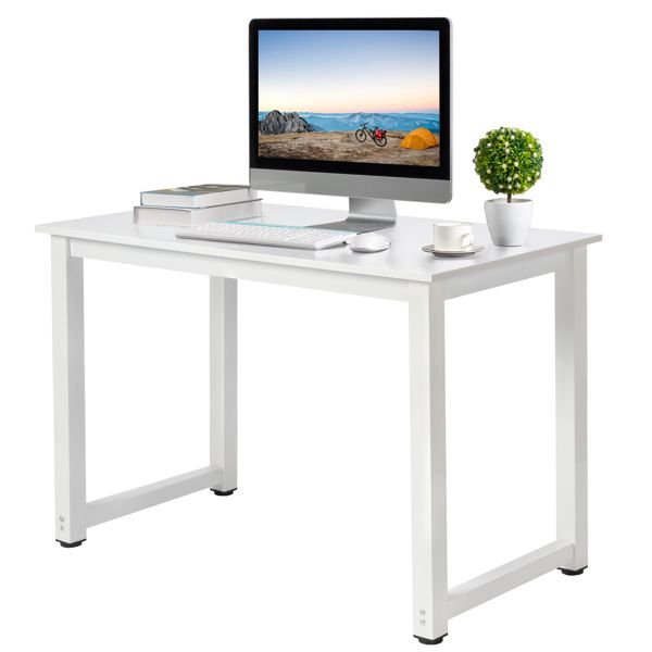 fch 110cm computer desk white desktop + white pipe frame with triamine steel feet p2 particleboard durable stylish computer desk