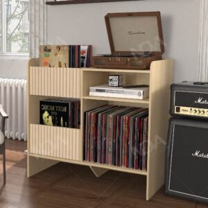 usa warehouse in stock oak color large record player stand cabinet wooden open shelf storage living room side storage cabinets