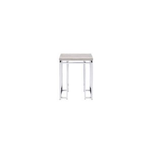 hms 24" chrome and natural oak manufactured wood and metal square end table for living room sofas