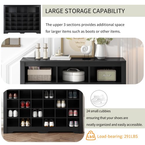 stylish modern 24 compartment shoe cabinet high quality corridor sideboard multifunctional console for bedroom living room black