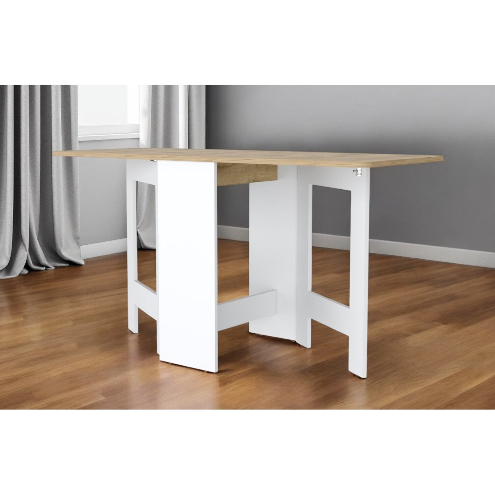 hms 24" minimalist design brown white folding sled base dining table solid wood with marble for house kitchen home furniture