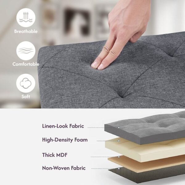30 inches gray folding storage ottoman bench for foot rest & end bed storage chic chest design for living room bedroom entryway