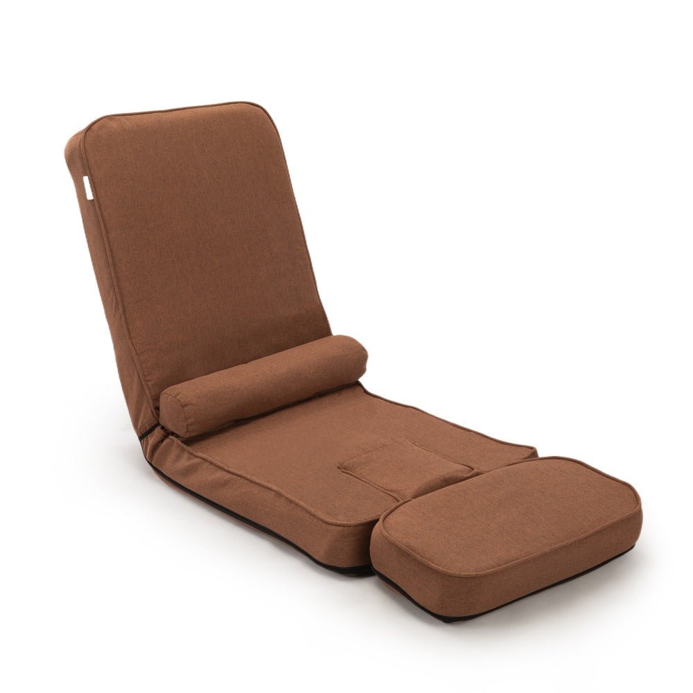 multi functional foldable sofa with adjustable angles and pillow, dark brown