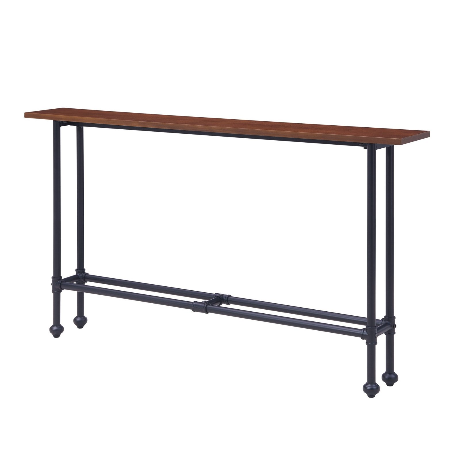 hms 56 espresso and black console table modern solid wood and metal for living room home furniture