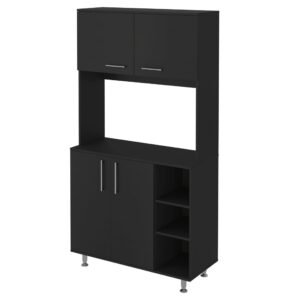 hms 28" black wall mounted accent kitchen cabinet with seven shelves and six drawers