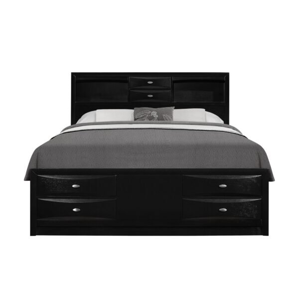 hms solid wood eight drawer bed in full black bedroom sets product