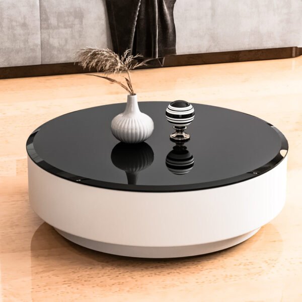 31.9" round tempered glass table top black glass 0.47" thick beveled polished edge