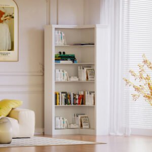 corner bookshelf, 5 tier open bookshelf, good texture, sturdy and durable reading one stop meet, bedroom, living room, study