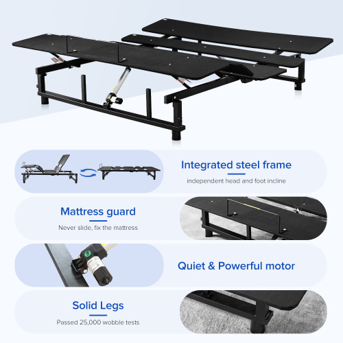 adjustable king size bed base frame zero gravity fcj quiet motor head/foot incline for bedroom furniture apartment queen storage