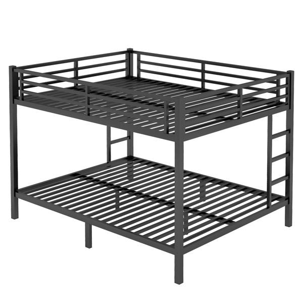 black queen over queen metal bunk bed for teens and adults space saving & noise reduced no box spring needed