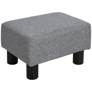 16" gray linen fabric ottoman cube footrest & pouf versatile accent stool & ottoman