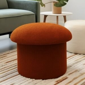 cream boucle mushroom upholstered storage ottoman stylish stool & ottoman product