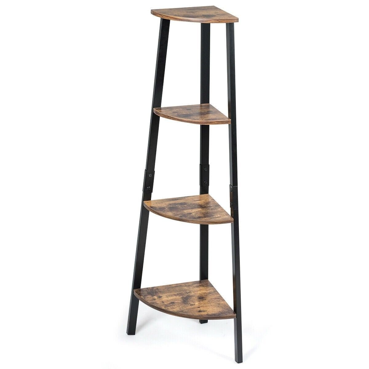 4 tier metal storage rack corner shelf bookcase and plant display stand