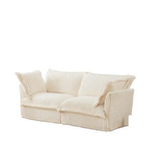 modern slipcovered 2 seat sofa couches for living room, 2 seater sofa, corduroy deep seat sofa
