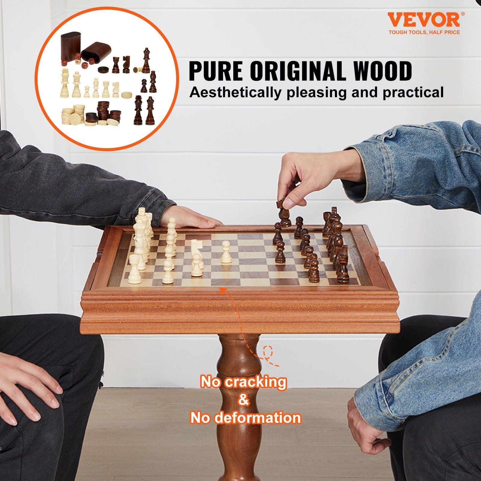 18 inch premium wooden 3 in 1 chess backgammon table set deluxe combo game furniture board set for family board games gifts