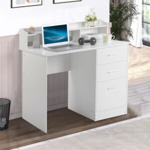 fch 110*50*95cm white wood grain particleboard computer desk with three drawers triamine desktop storage layer three drawers