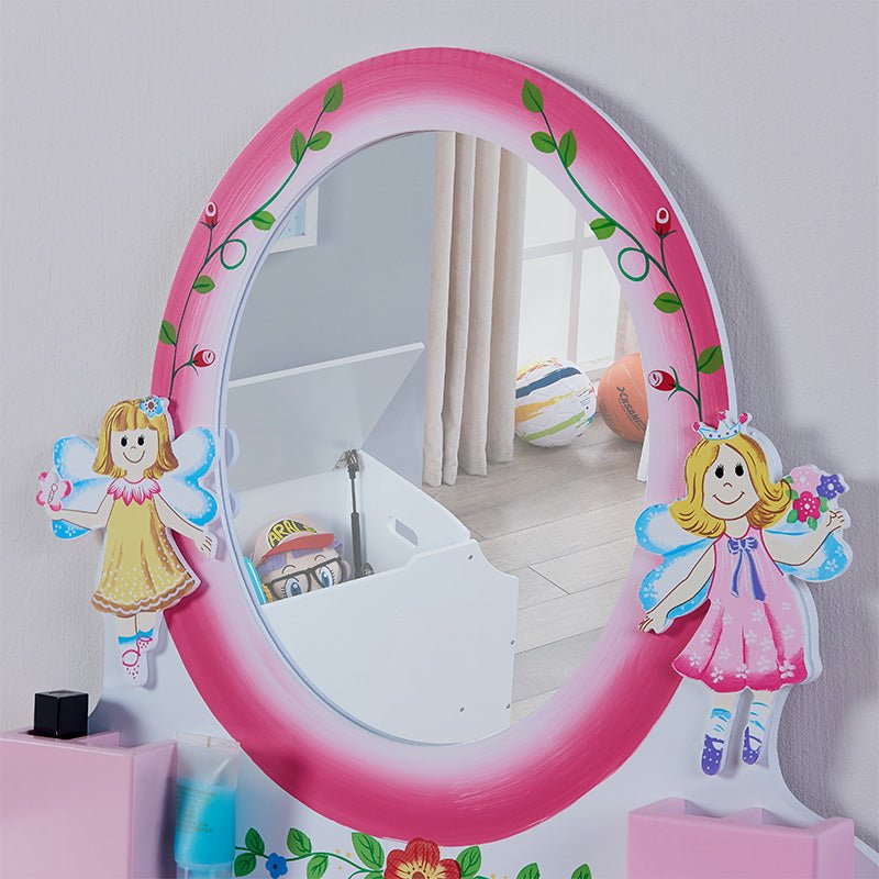 wooden makeup dresser furniture girls mirrored dressing table for kids