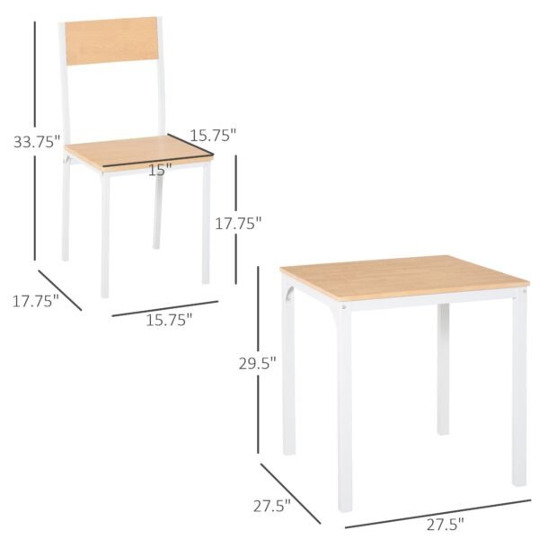 compact 3 piece dining set with wooden table and 2 oak chair seats metal frame for small dining spaces