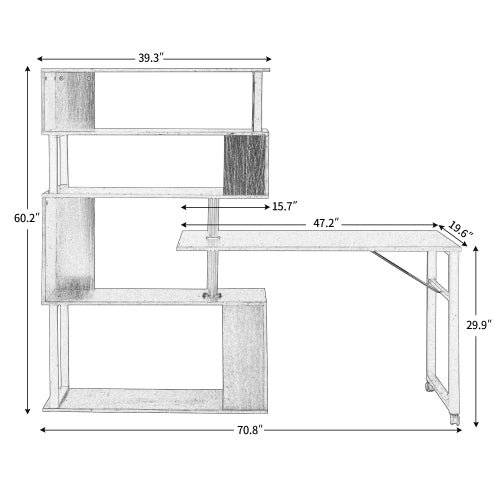 fcj home office l shaped corner computer desk portable and adjustable laptop table for bedroom or hotel with cooling feature