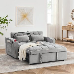 55.51 inch versatile foldable sofa bed in 3 lengths, modern sofa sofa sofa velvet pull out bed, adjustable back