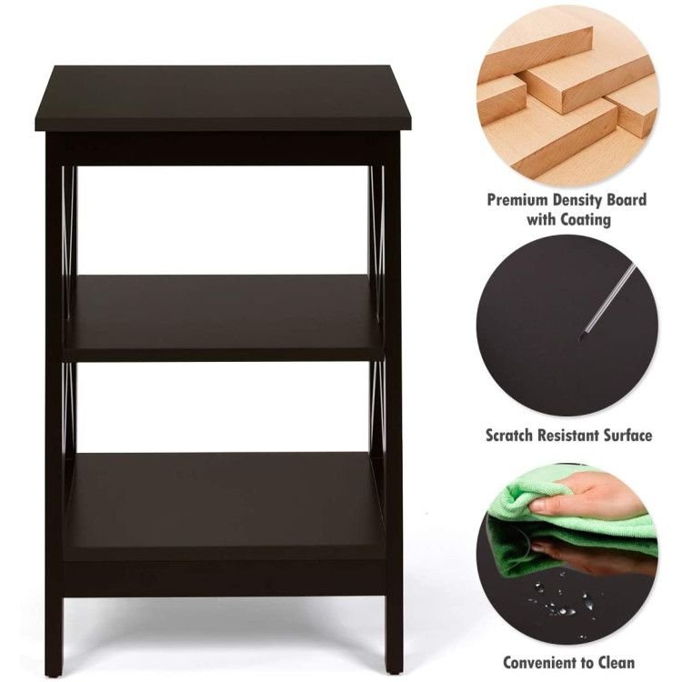 x design 3 tier nightstands with storage shelves for living room and bedroom