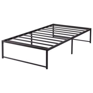 black metal bed frame platform mattress foundation steel slat support easy assembly no box spring needed no weekend shipment
